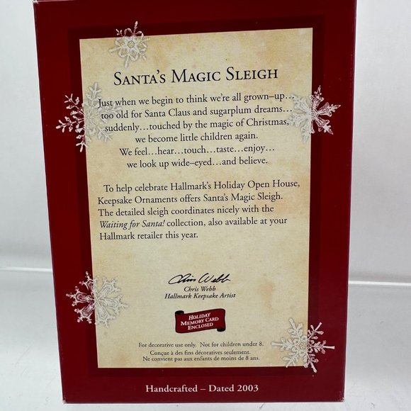 Hallmark Keepsake Ornament Santa's Magic Sleigh 2003 Waiting For Santa Collectio - Picture 12 of 13